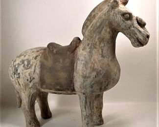 Antique Han Dynasty Painted Pottery Horse