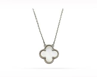 Van Cleef & Arpels Vintage Alhambra White Mother of Pearl 18K White Gold Necklace
