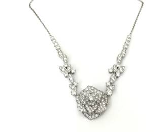 Piaget Large Rose Diamond 18K White Gold Statement Bib Necklace