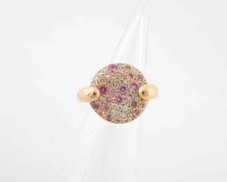 Pomellato Sabbia Pink Sapphire Diamond 18K Yellow Gold Ring