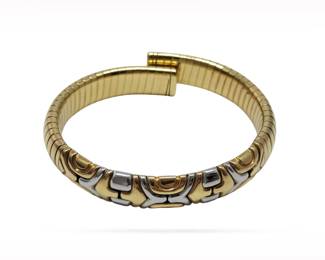 Bvlgari Alveare 18K Yellow Gold & Stainless Steel Bangle Bracelet