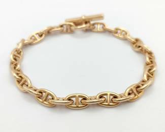 Hermes Chene Dunkle 18K Rose Gold Mariner Link Bracelet