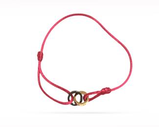 Cartier LOVE 18K Rose Gold Black Ceramic Ring Red Cord Bracelet