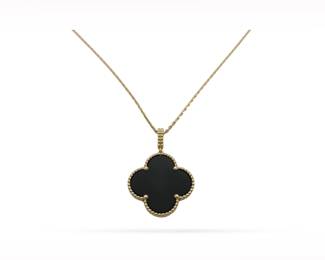 Van Cleef & Arpels Magic Alhambra Black Onyx 18K Yellow Gold Pendant Necklace