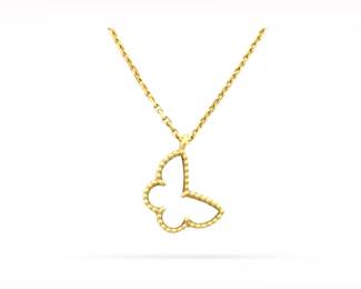 Van Cleef & Arpels Butterfly White Mother of Pearl 18K Yellow Gold Pendant Necklace