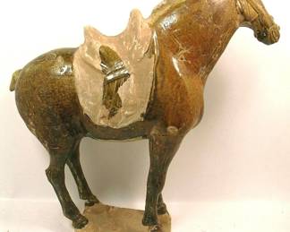 Antique Chinese T'ang Dynasty Glazed Horse