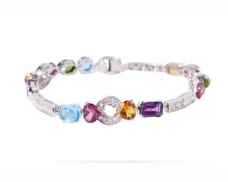 Bvlgari Allegra Multi Gemstone Diamond 18K White Gold Bracelet
