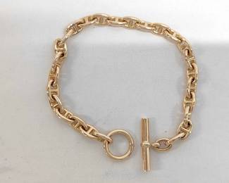 Hermes Chene Dunkle 18K Rose Gold Mariner Link Bracelet