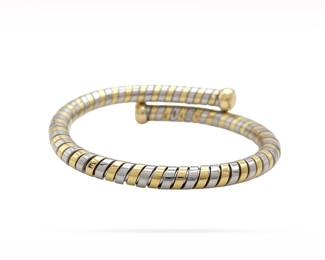 Bvlgari Tubogas 18K Yellow Gold Stainless Steel Bangle Bracelet