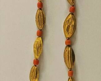 Ancient Islamic Pendant with Gold and Coral Beads