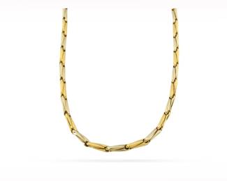 Cartier Vintage Two Tone Marquise Fancy Link 18K Yellow White Gold Necklace