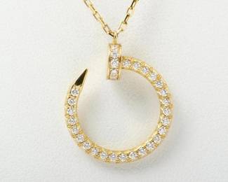 Cartier Juste un Clou Diamond Pave 18K Yellow Gold Nail Pendant Necklace