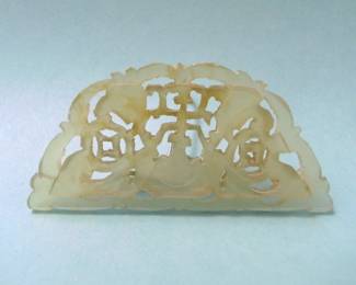 Antique Chinese Jade Flower Plaque 6 cm