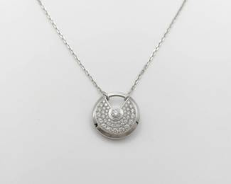 Cartier Amulette Diamond Pave Large 18K White Gold Pendant Necklace