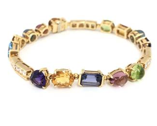 Bvlgari Allegra Multi Gemstone Diamond 18K Yellow Gold Bracelet