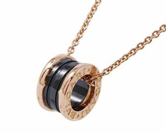 Bulgari Bvlgari B.Zero Black Ceramic & 18K Rose Gold Pendant Necklace