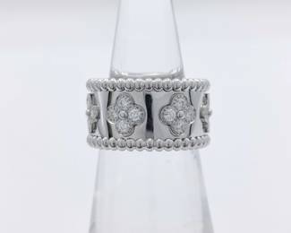 Van Cleef & Arpels Perlee Diamond Clover 18K White Gold Ring