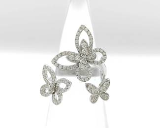 Graff Butterfly Silhouette Diamond 18K White Gold Ring