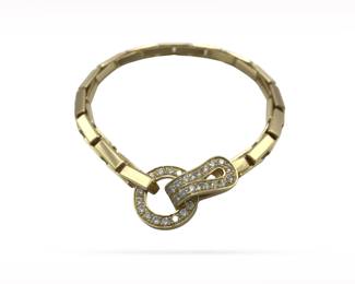 Cartier Agrafe Pave Diamond 18K Yellow Gold Bracelet