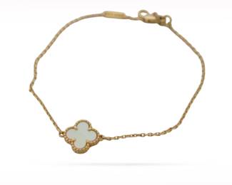 Van Cleef & Arpels Sweet Alhambra White Mother of Pearl 18K Yellow Gold Bracelet