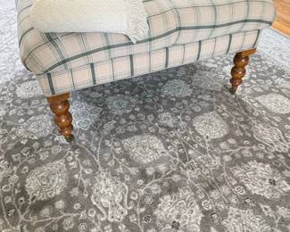 Baxton Studio French Country Beige Linen Square Ottoman