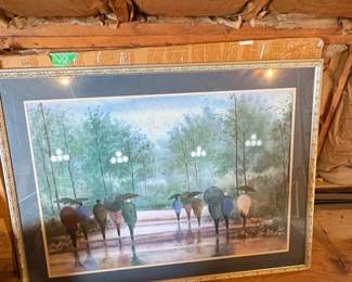 Rainy Park Scene Framed Print