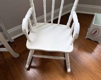 Vintage Painted Spindle Childs Rocking Chair