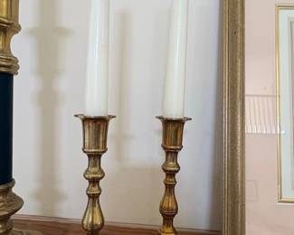 Vintage Brass Baluster Candlestick Holders  Pair