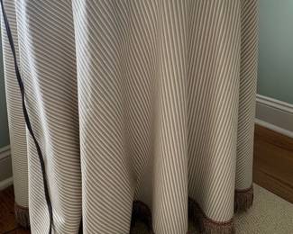 Skirted Round Accent Table with Striped Fabric