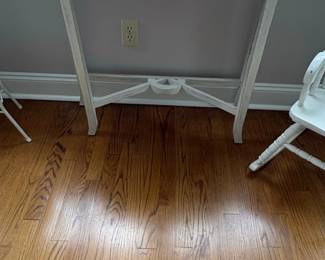 Distressed White Fretwork Console Table