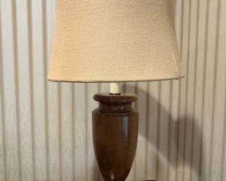 Vintage Turned Walnut Urn Table Lamp