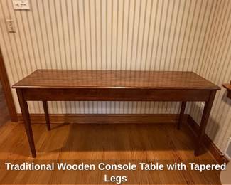Traditional Wooden Console Table with Tapered Legs second image