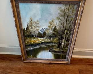Vintage Landscape Oil Painting Signed by S. Hill in Ornate Frame