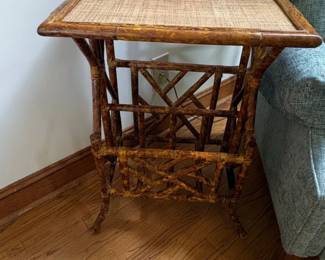 th Century Tortoise Bamboo Magazine Rack Side Table