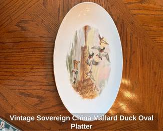 Vintage Sovereign China Mallard Duck Oval Platter