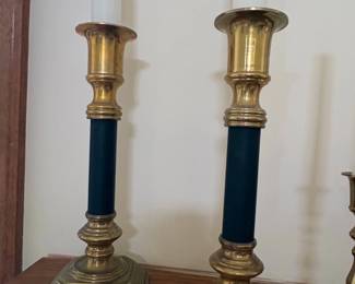 Vintage Brass and Black Taper Candlestick Holders