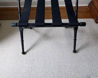 Black Wooden Luggage Rack with Nylon Straps