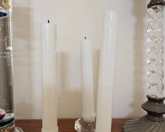 Set of Three Faceted Crystal Candle Holders