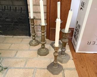 Set of Vintage Brass Baluster Candlesticks