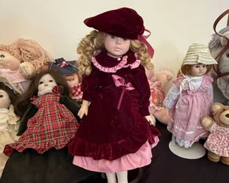 Victorian Collection By Melissa Jane Porcelain Doll in Burgundy Velvet