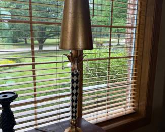 Fabulous black & white check /gold shade lamps