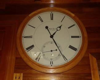 Oversized Oak wall clock by D.C. Story & Co NY clock