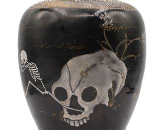 Japanese Satsuma Skeleton Enamel Decorated Vase