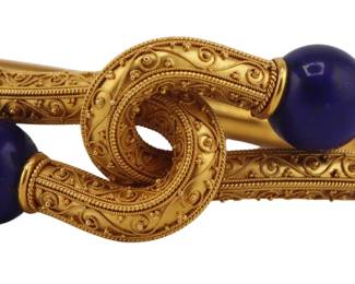 Etruscan Revival Gold and Lapis Bracelet