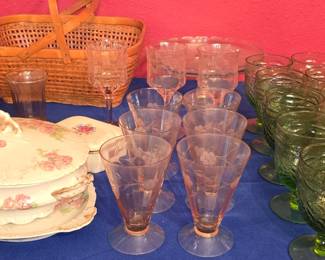 Casserole Dish - Pink Depression Glasses - Green Glasses