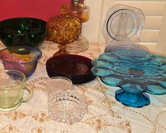 Blue Cake Plate - Amber Candy Dish