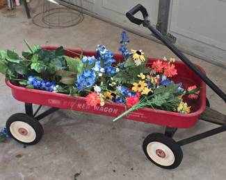Big Red Wagon - Artificial Flowers