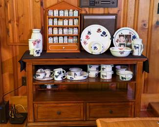 Complete Lenox Spice Village with Display, COA, Letter, and 24k Gold Trademark. In pristine condition. Also shown, several piece of Le Hardy Pottery, from Celo, NC.