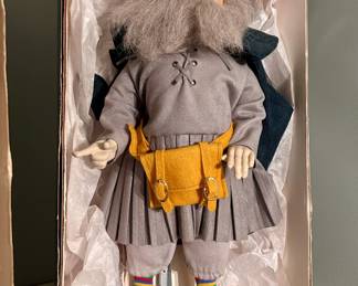 Wizard/gnome collectible art doll with wool beard, in box