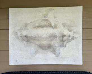Large canvas print, neutral seashell painting, unsigned